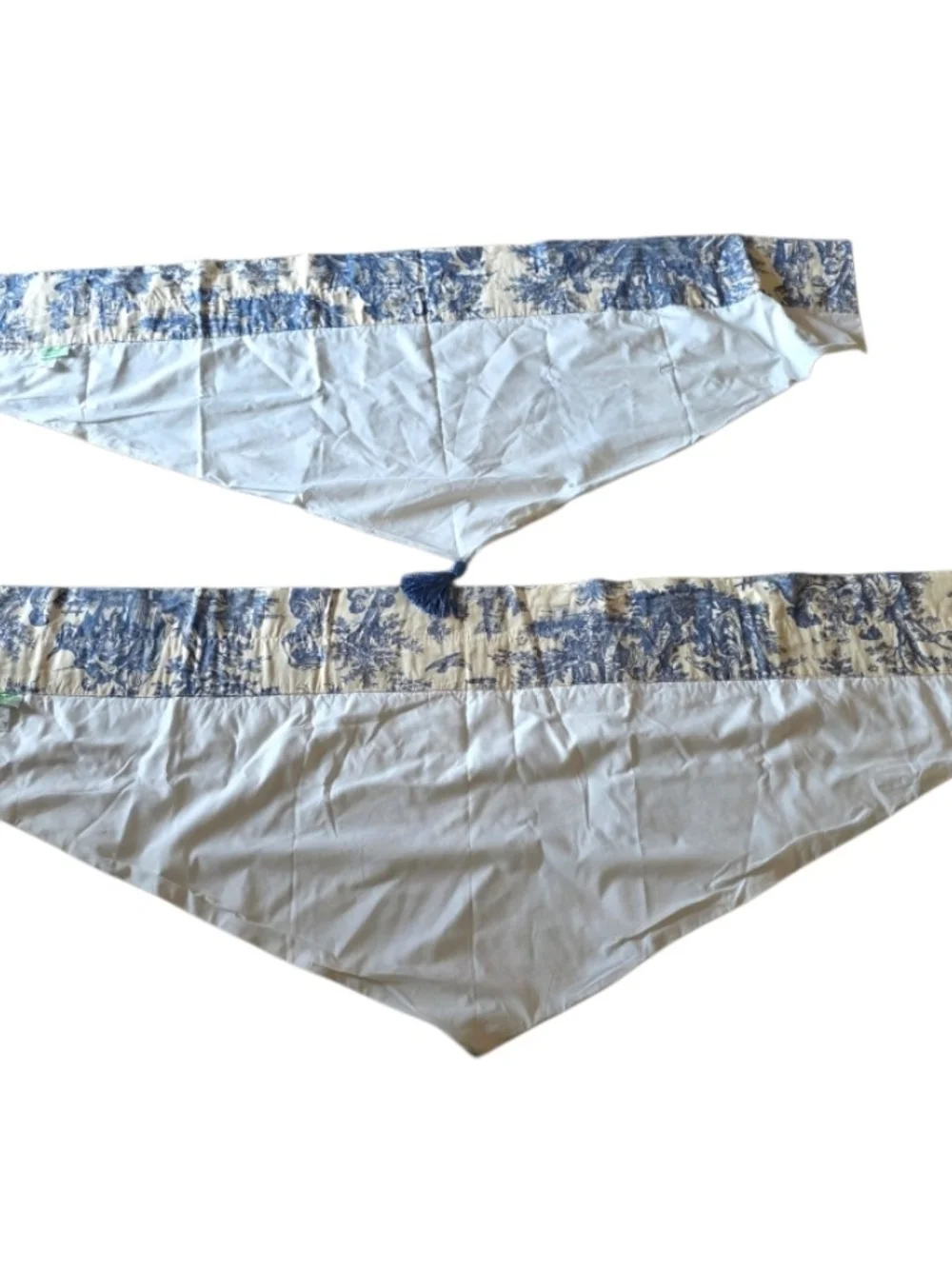 Waverly Blue Toile Valance Set Window Treatment with Tassel Classic 52x22.5